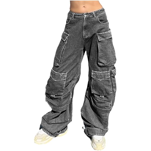 Women Jeans Vintage Street Distressed Wash Baggy Jeans